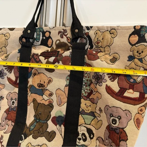 VTG Tapestry Teddy Bear Patterned Tote Diaper Bag Y2K Coquette Kitschy Vintage - Picture 5 of 14
